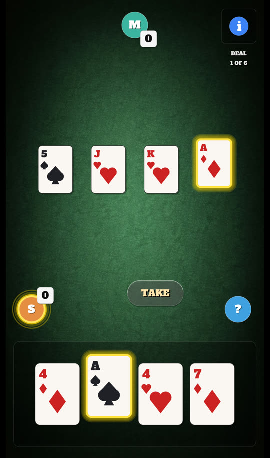 A hand of cards on the table, ready to take